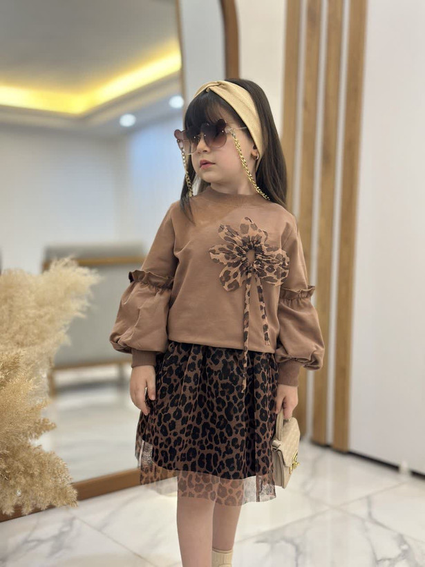 ست بلوز و دامن پلنگی دخترانه